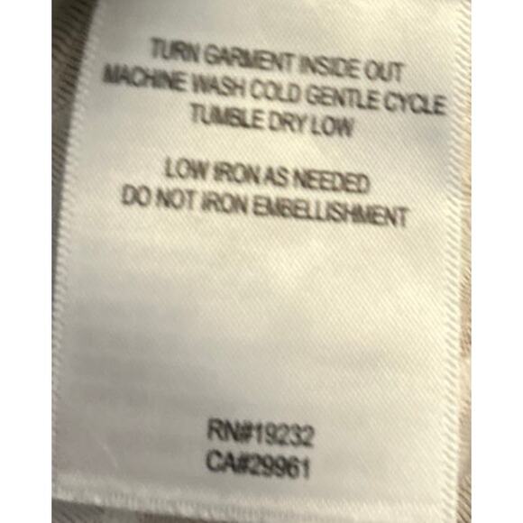 Alfred Dunner Brown Tan Floral Textured Blouse Rhinestone Embellished Size 3X - Picture 4 of 5